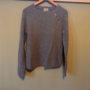 Elegant Heather Blue Women's Sweater with Button Detail